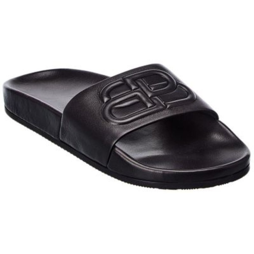 Balenciaga Black Piscine Aruba Leather Slide